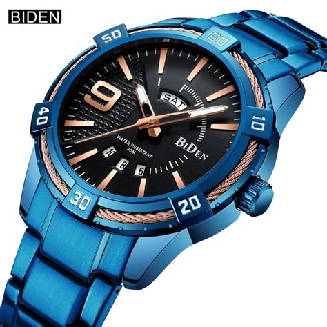 BIDEN Luxury Military Sport Men Quartz Wrist Watch Fashion Waterproof Stainless Steel Business ...