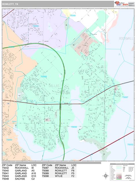 Rowlett Texas Wall Map (Premium Style) by MarketMAPS - MapSales