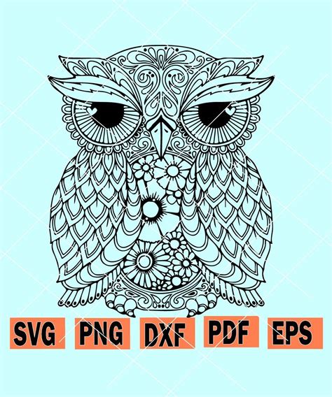 Owl Mandala SVG, Owl Zentangle SVG, Mandala Owl SVG, Owl Lover Vector