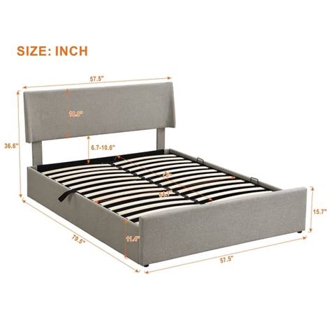 Full Size Sleigh Bed with Side-Tilt Hydraulic Storage System, Linen ...