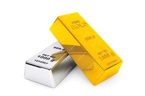 Premium Photo | Gold and silver bars on a white background