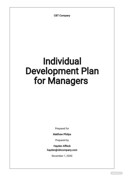 Individual Development Plan Template for Managers - Google Docs, Word ...