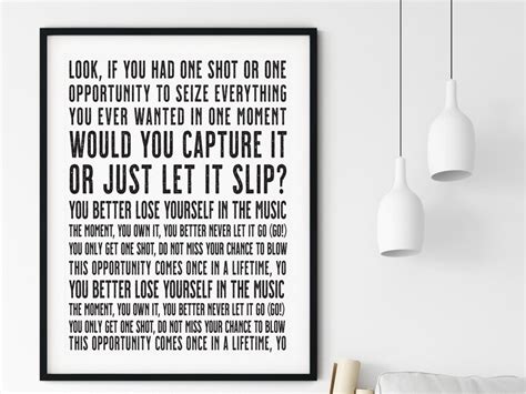 Eminem Lose Yourself Song Lyrics Poster Song Lyric Print | Etsy