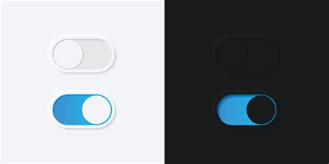 Minimalist Switch Button in Neumorphism Design. Simple, modern and elegant. Smooth and soft 3D ...