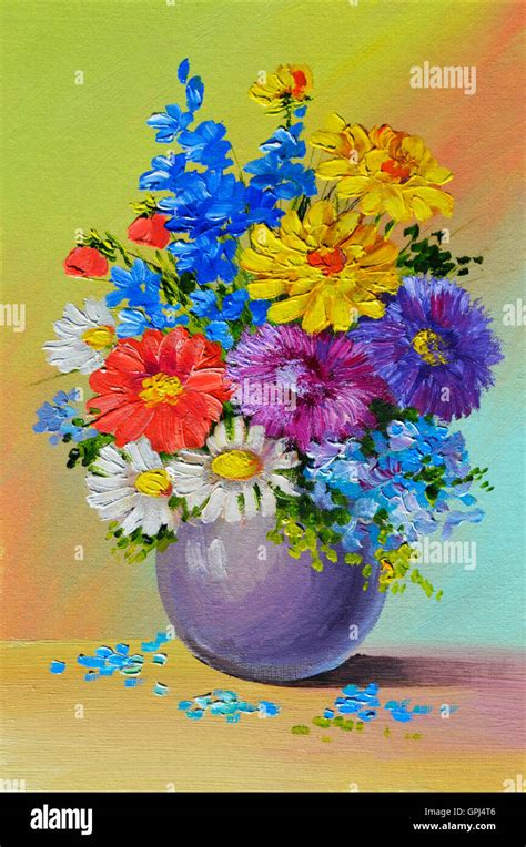 Oil Painting - still life, a bouquet of flowers, colorful, color Stock ...