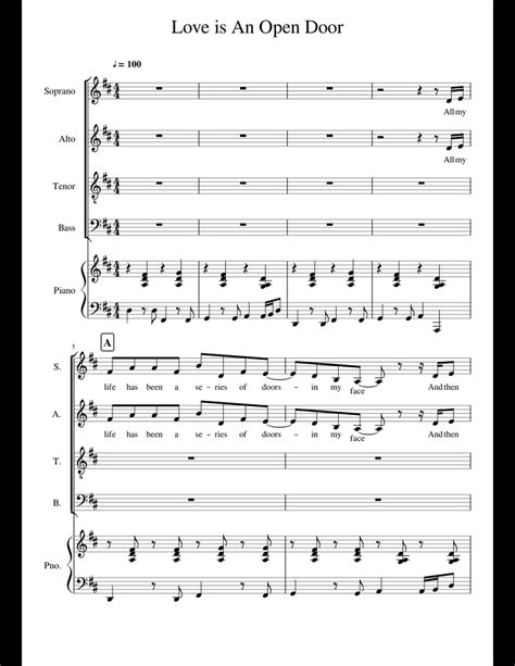 Love is An Open Door sheet music for Piano, Voice download free in PDF ...