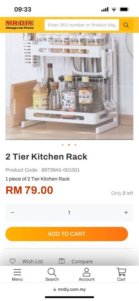 2 tier Steel Kitchen Rack, Furniture & Home Living, Furniture, Shelves ...