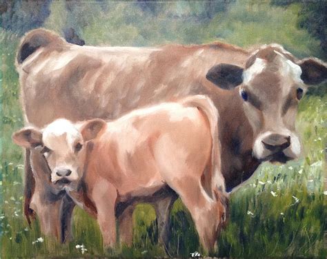 Cow and Calf 1 Painting by Mary Marin - Fine Art America