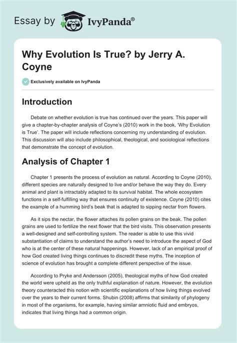 "Why Evolution Is True?" by Jerry A. Coyne - 2858 Words | Term Paper ...