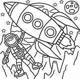 Astronaut Space Rocket Ship Coloring Page For Kids 10993635 Vector Art  sketch template