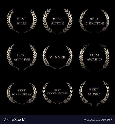 Film awards award wreaths on black background Vector Image