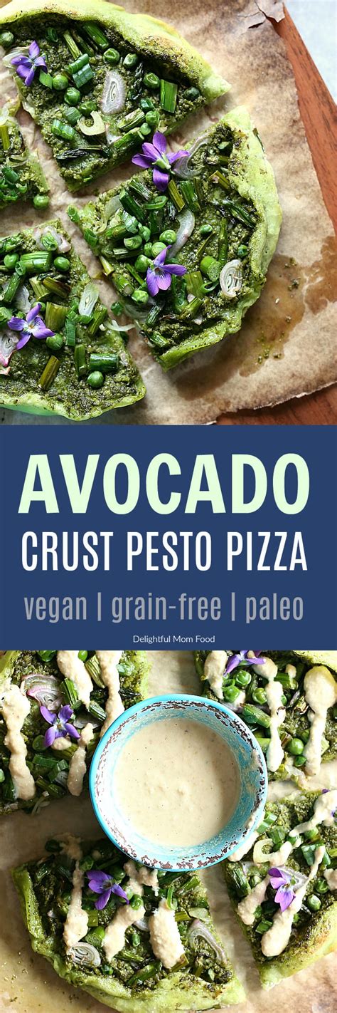 Avocado Crust Pesto Pizza (Vegan & Grain-Free) - Delightful Mom Food