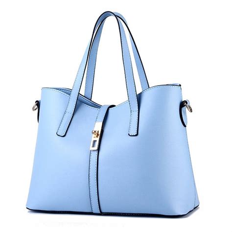 SymPro Women's PU Leather Handbag Lady's Tote Bags (Light Blue ...