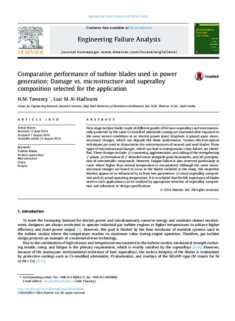 (PDF) Comparative performance of turbine blades used in power generation: Damage vs ...