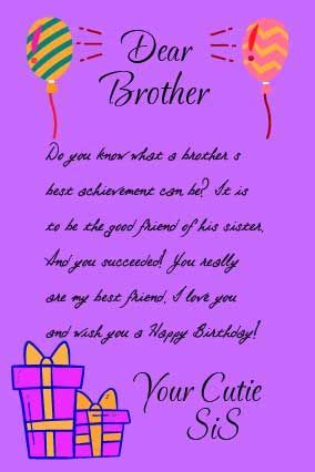 Birthday letter for brother,Unique gift ideas for brother birthday | Birthday message for ...