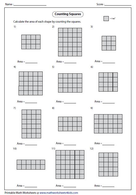 Area Of A Square Worksheets