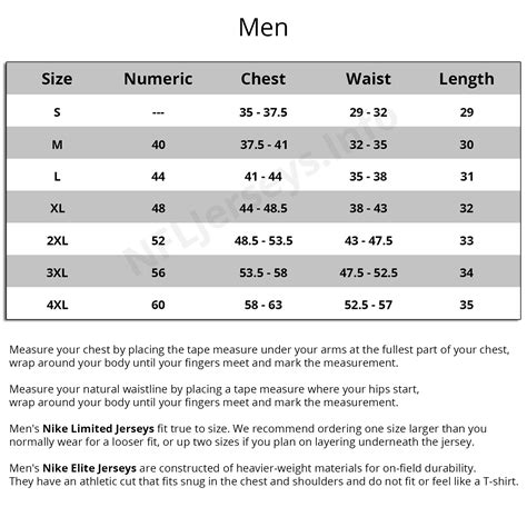 Nfl Jersey Size Chart | amulette