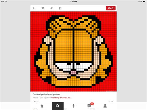 Garfield | Pixel pattern, Perler patterns, Pixel art