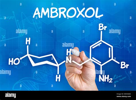 Hand with pen drawing the chemical formula of ambroxol Stock Photo - Alamy