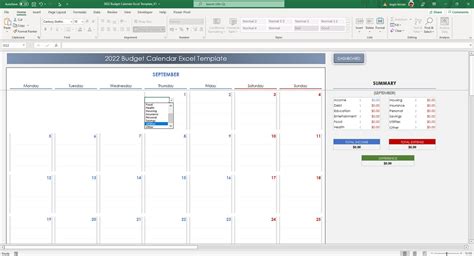 2023 Budget Calendar Excel Template 2022 Income Expense - Etsy