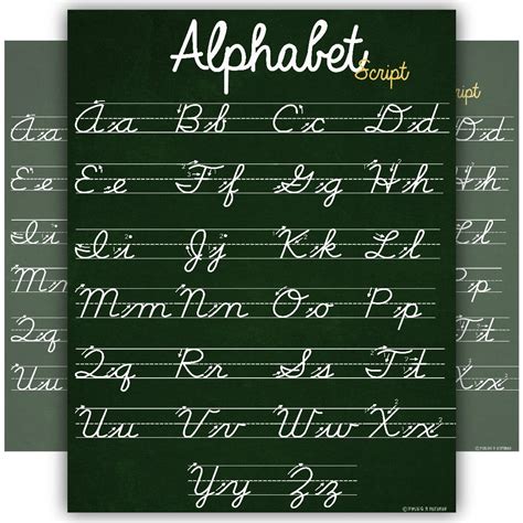 ABC Cursive Script Alphabet poster SIZE SMALL chart LAMINATED teaching classroom decoration ...
