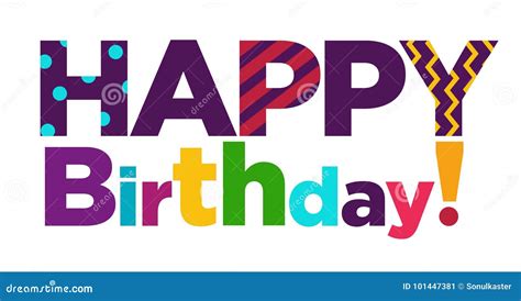 Happy Birthday Color Font Text Lettering Vector Template Design for Greeting Card Stock Vector ...