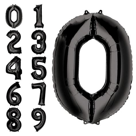 34in Black Number 0 Balloon | Party City