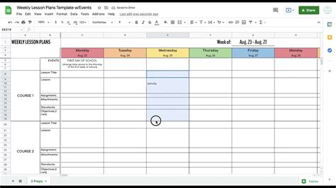 Google Sheets Lesson Plan Template