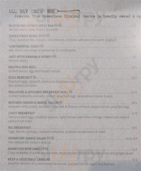 Jamaica Blue Cafe Greenlane menù, Auckland Central - Main Menu | Sluurpy