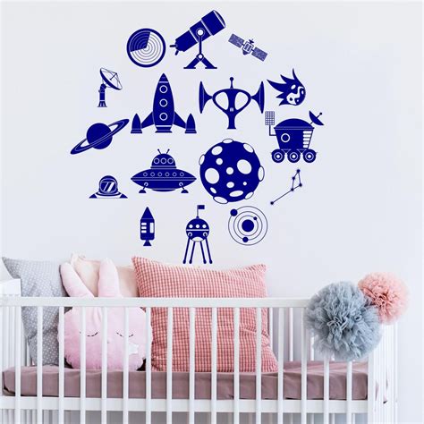 Space Wall Decals, Outer Space Decor, Wall Decals for Kids Rocket, Playroom Wall Decals, Wall ...