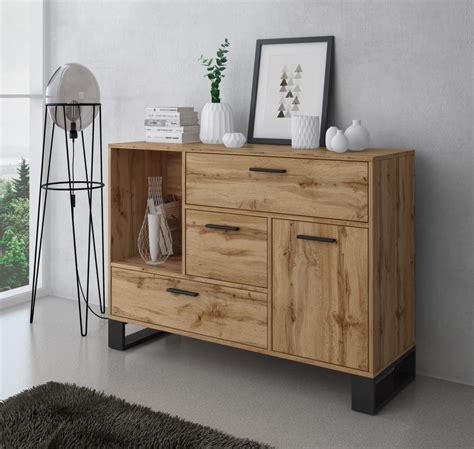 Buffet madera Loft color roble oscuro/negro