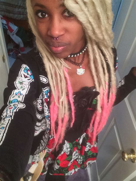 Blonde and pink synthetic dreads | Pink synthetic dreads, Synthetic dreads, Hair styles