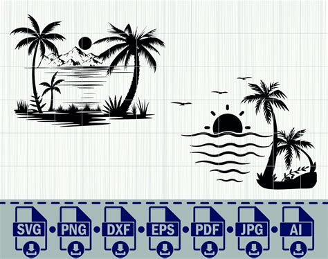 Palm Tree Svg, Palm Tree Silhouette, Palm Tree Cut Files, Beach Scene Svg, Palm Tree Clipart ...