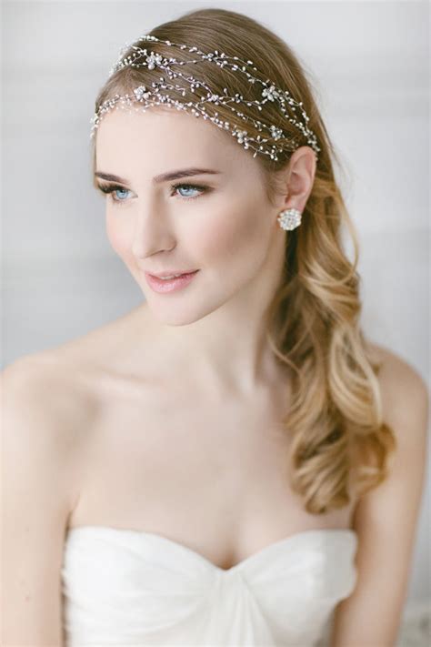 Wedding Headband ,Pearl Headband ,Bridal Headdress, Freshwater Pearl Hair Vine, Baby's Breath ...