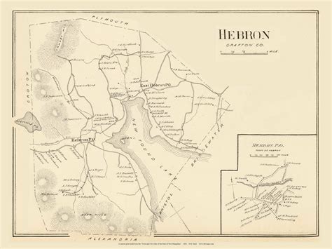 Hebron Town, New Hampshire 1892 Old Town Map Reprint - Hurd State Atlas ...