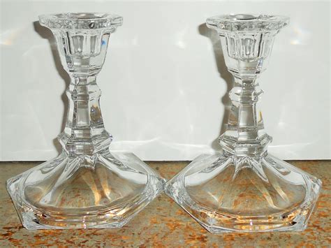 Vintage Candle Holders Clear Glass Crystal Glass Taper