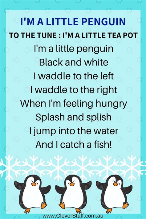 Penguin Songs, Bear Songs, Penguin Poem, Songs For Toddlers, Rhymes For ...