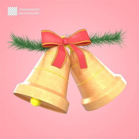 Representación 3d de campanas de navidad doradas | Archivo PSD Premium