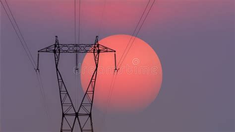 High Voltage Electricity Tower Silhouette at Sunset Stock Image - Image of landscape, steel ...