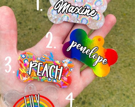 Rainbow Pet ID Tag Resin ID Tag Pet ID Tag Glitter Tag - Etsy