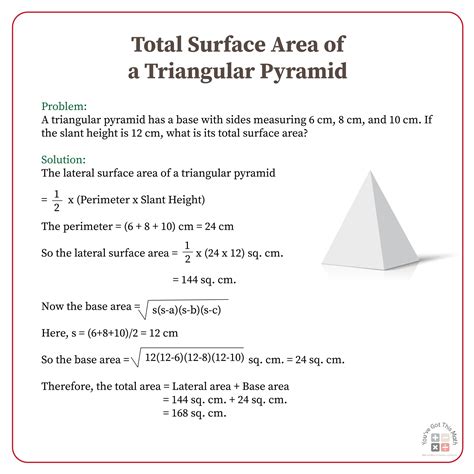 Formula for Surface Area of a Triangular Pyramid | 6 Free Worksheets