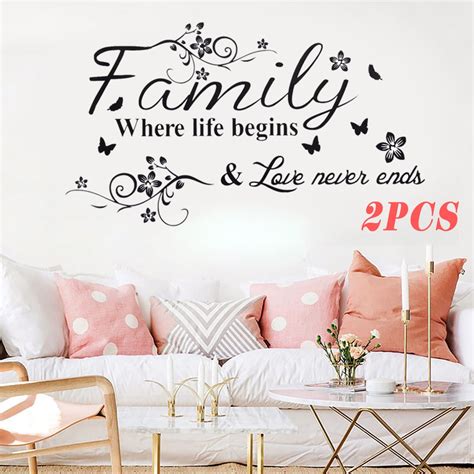 Family Love Tree Quotes Wall Sticker Art Living Room Removable Decals Home Decor PVC 2/5/8/10PCS ...