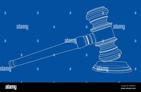 3D outline gavel. 3D illustration Stock Photo - Alamy