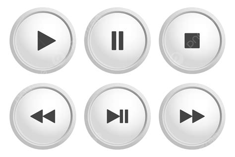 Set Of Navigation Play Pause Stop Button Design, Play Button, Navigation Button, Pause Button ...