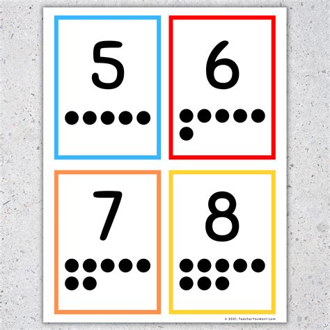 Number Flashcards with Counting Dots (Ten Frames), #1-20 | Made By Teachers