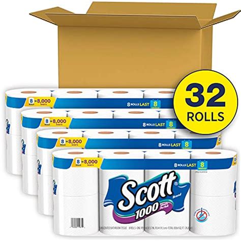 Home 30 Rolls 30,000 Sheets 2 PACK Scott 1000 Toilet Paper Paper Products