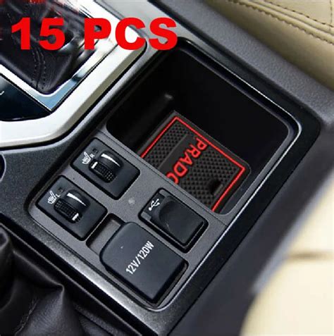 15PCS Rubber Non Slip Interior Door Mat For Toyota Land Cruiser Prado FJ 150 Accessories 2010 ...