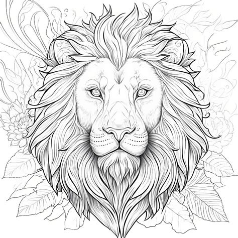 Lion With Leaves Mandala coloring page - Download, Print or Color Online for Free