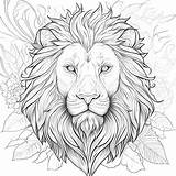Lion With Leaves Mandala coloring Page  Download Print Or Color sketch template