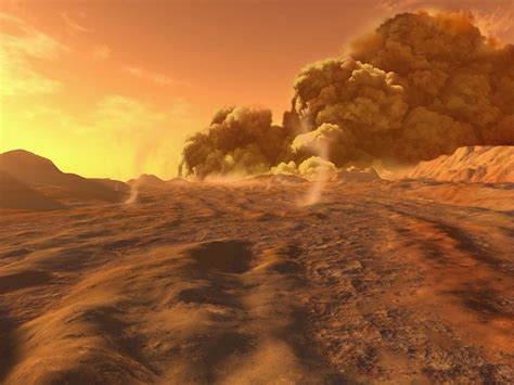 Concept art of dust storms & dust devils on Mars | Sonda cassini, Tempestade de areia, Marte